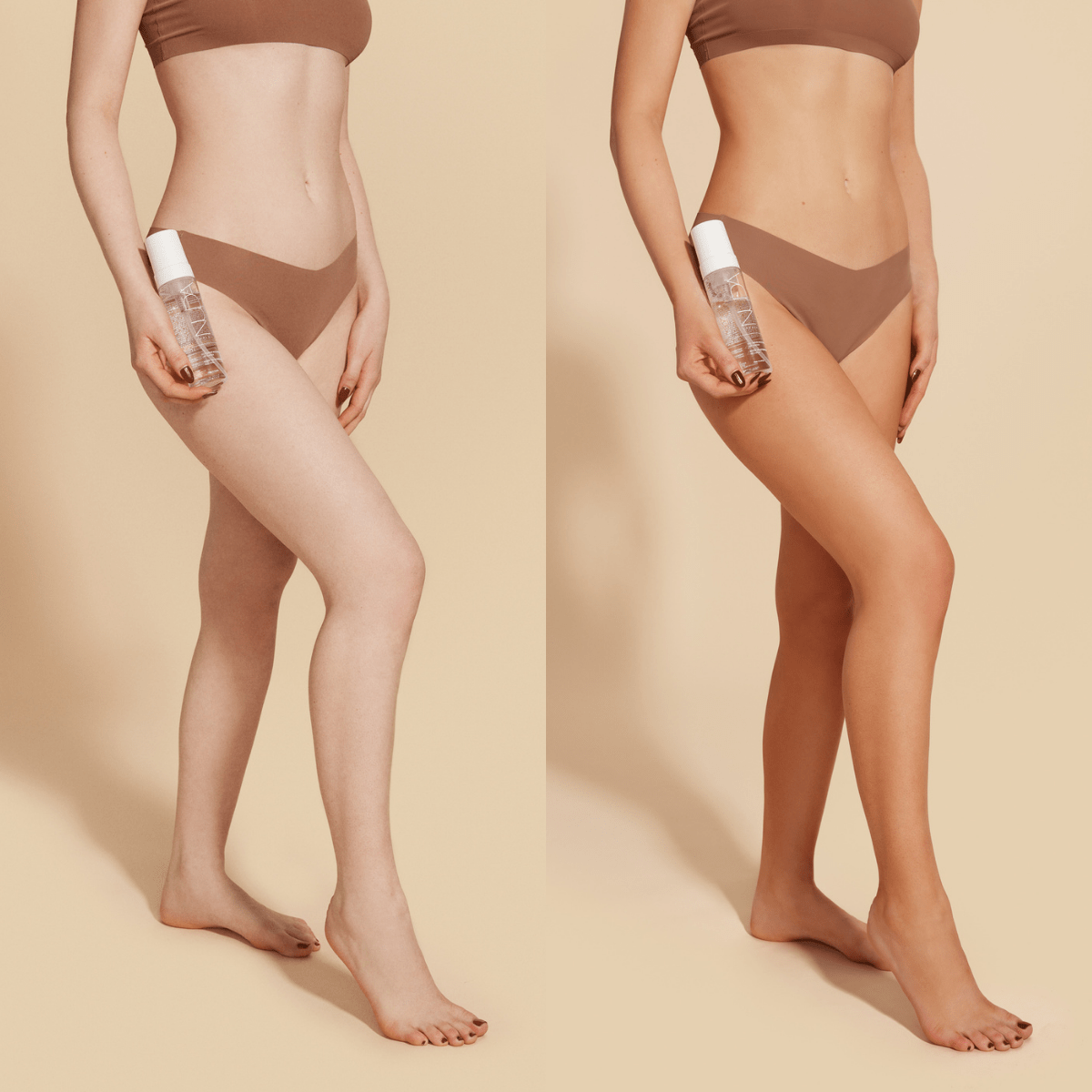 Nuda Self Tanning Water Mousse Light to Medium Before After 1